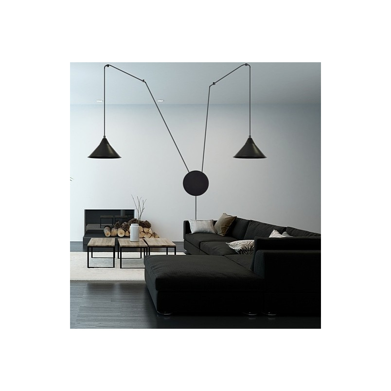 Lampa wisząca Abramo II czarna - Emibig | Loftowa, 2-punktowa
