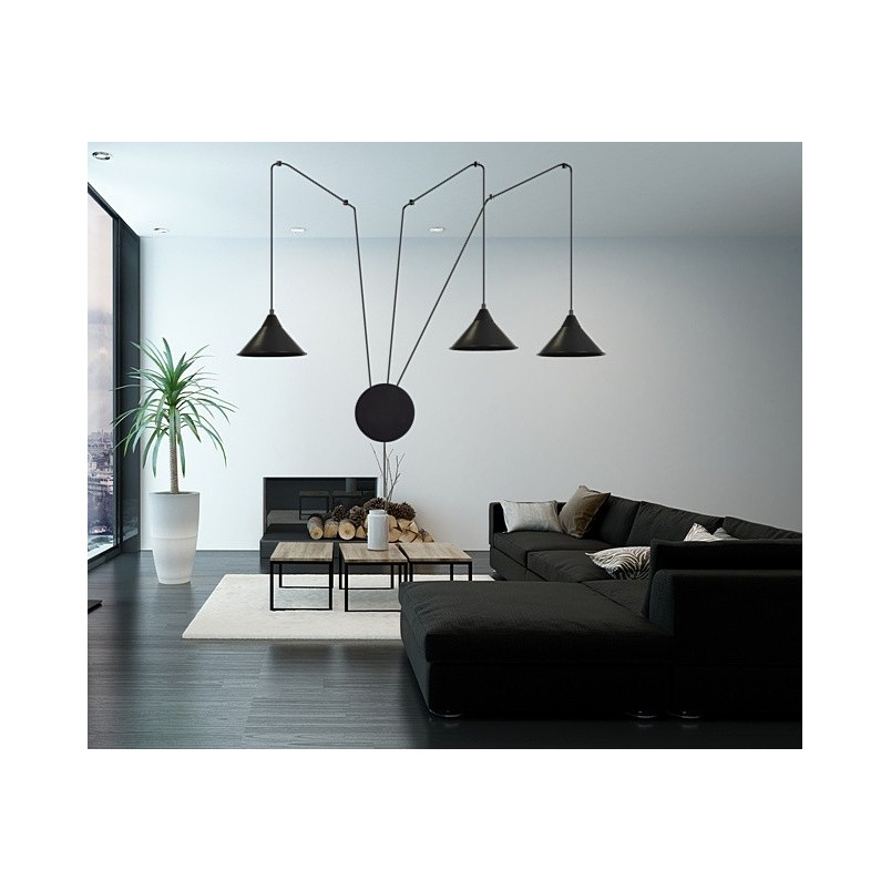 Lampa wisząca Abramo III czarna - Emibig | Loftowa, 3 punkty