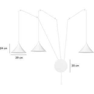 Lampa wisząca potrójna na wysięgnikach Abramo III biała marki Emibig