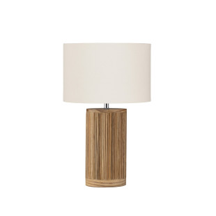 Lampa stołowa drewniana Nautra | Biały abażur z wikliny | Decolab24