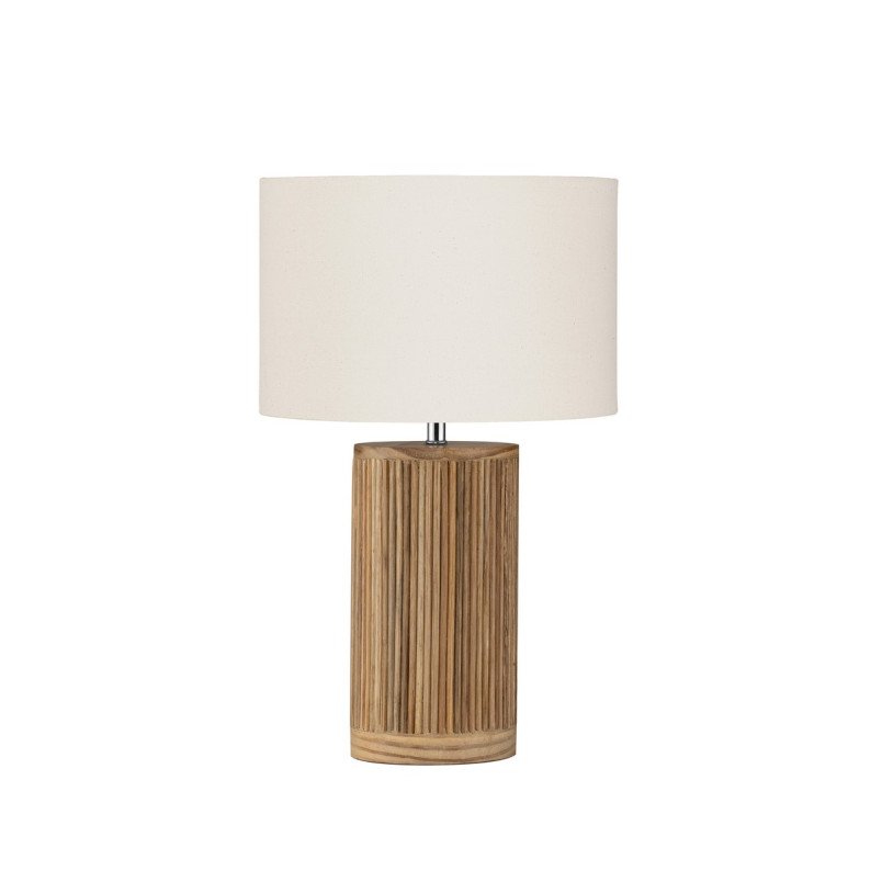 Lampa stołowa drewniana Nautra | Biały abażur z wikliny | Decolab24