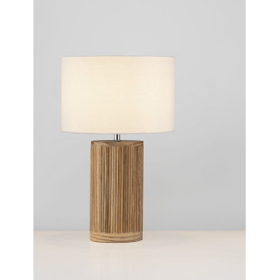 Lampa stołowa drewniana Nautra | Biały abażur z wikliny | Decolab24