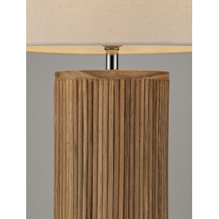 Lampa stołowa drewniana Nautra | Biały abażur z wikliny | Decolab24