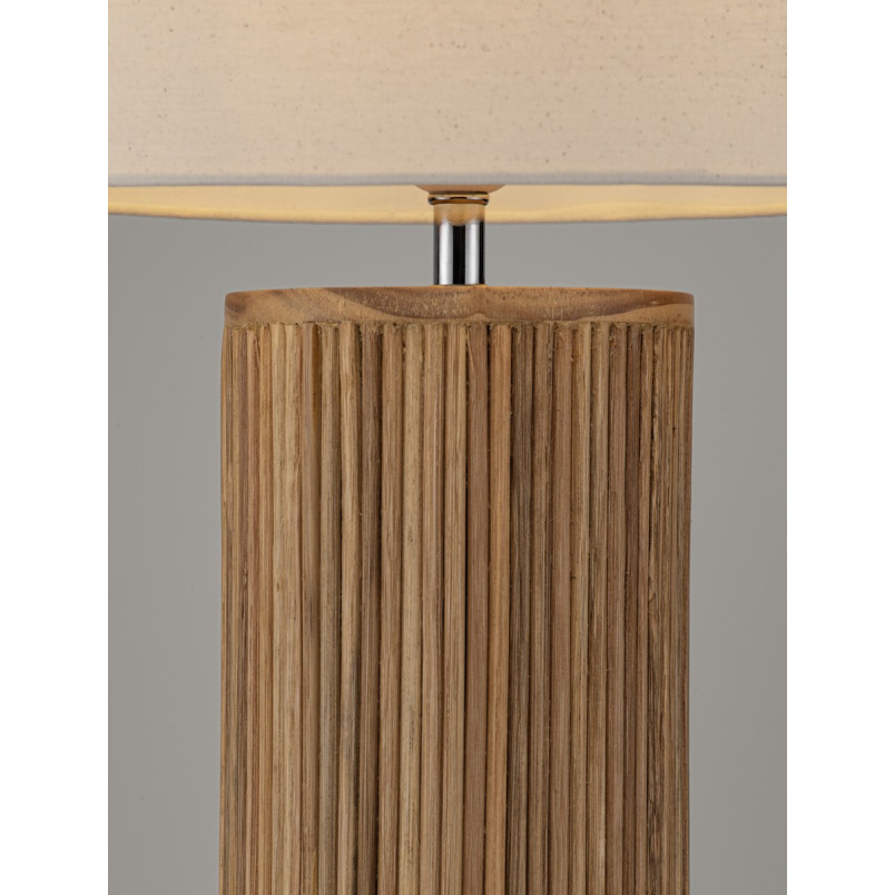 Lampa stołowa drewniana Nautra | Biały abażur z wikliny | Decolab24