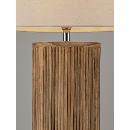 Lampa stołowa drewniana Nautra | Biały abażur z wikliny | Decolab24