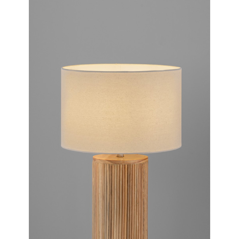 Lampa stołowa drewniana Nautra | Biały abażur z wikliny | Decolab24