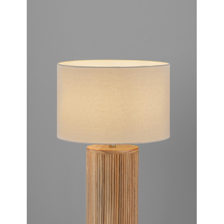 Lampa stołowa drewniana Nautra | Biały abażur z wikliny | Decolab24