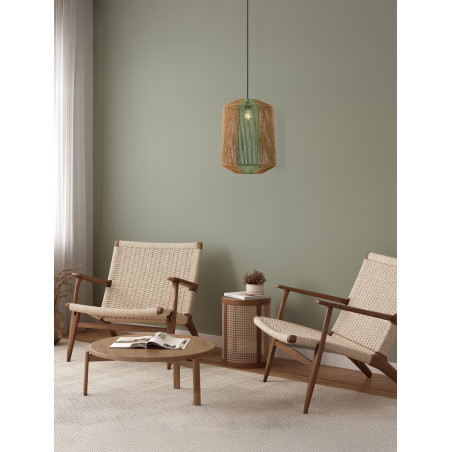 Lampa boho Rora - sznurkowa, brązowo-zielona | Decolab24