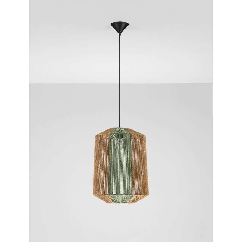 Lampa boho Rora - sznurkowa, brązowo-zielona | Decolab24