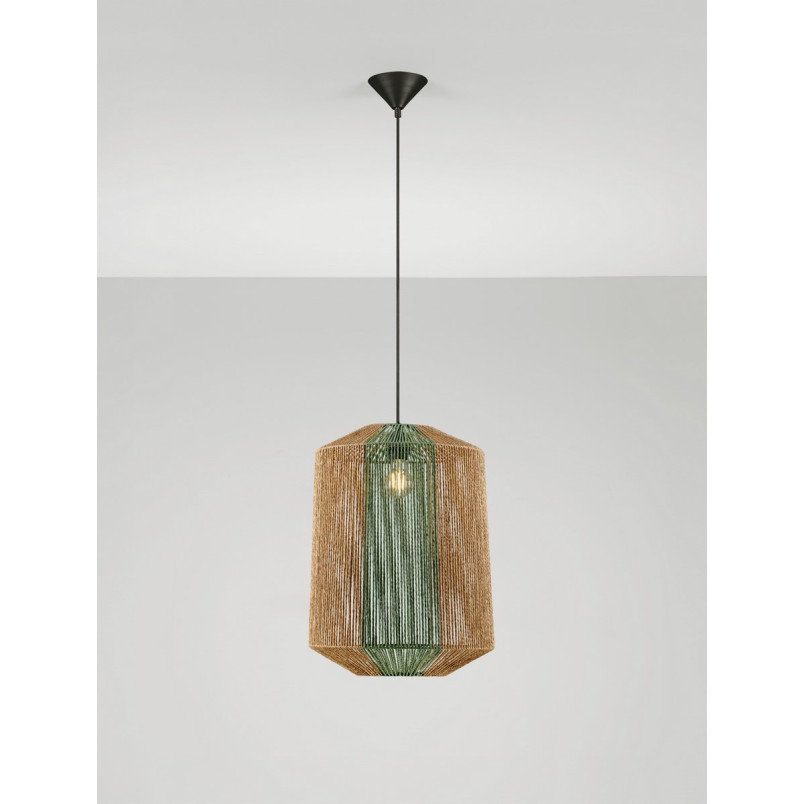 Lampa boho Rora - sznurkowa, brązowo-zielona | Decolab24