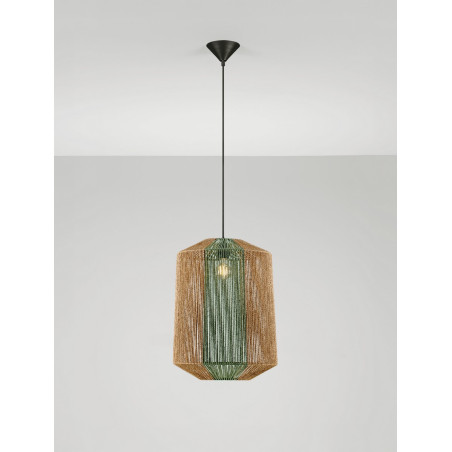 Lampa boho Rora - sznurkowa, brązowo-zielona | Decolab24