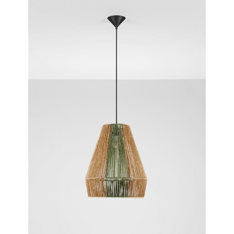 Lampa wisząca boho Denroi - brązowo-zielona | Decolab24