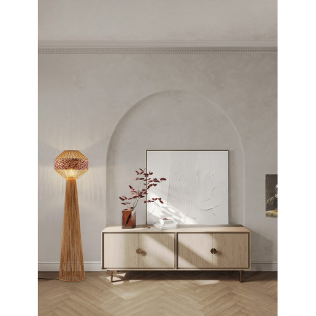 Lampa boho stojąca Lira | Brązowo-czerwona | Decolab24