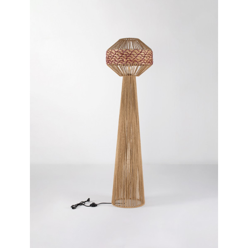 Lampa boho stojąca Lira | Brązowo-czerwona | Decolab24