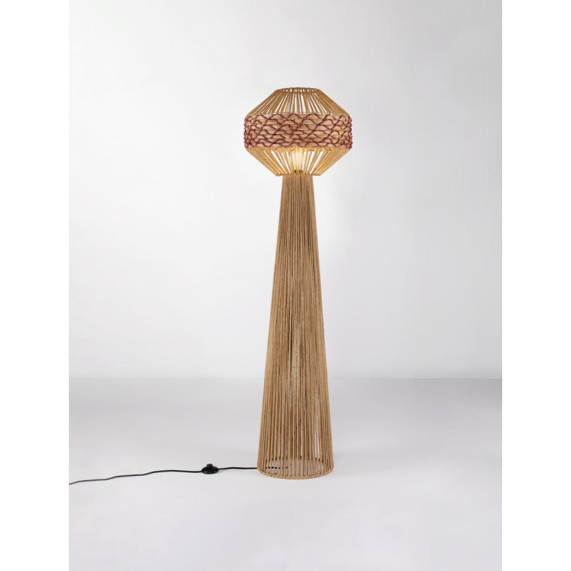 Lampa boho stojąca Lira | Brązowo-czerwona | Decolab24