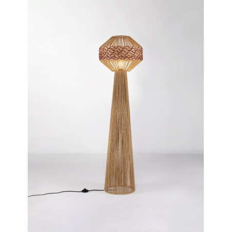 Lampa boho stojąca Lira | Brązowo-czerwona | Decolab24