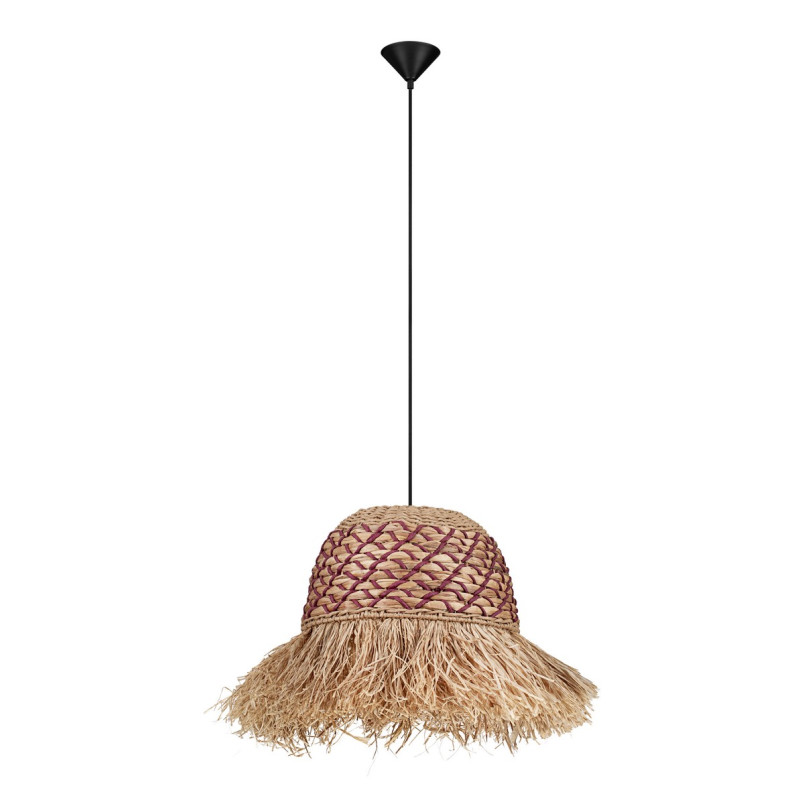 Lampa boho Lorseo - rafia/czerwony | Decolab24