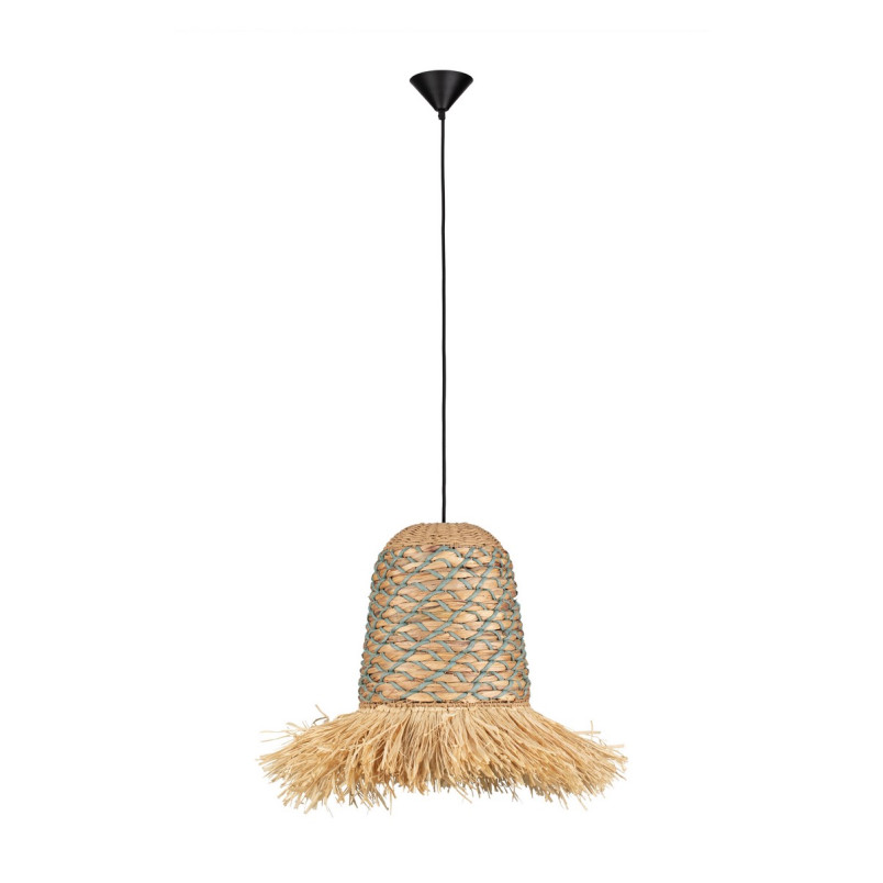 Lampa Boho Wisząca Lorseo | Rafia & Niebieski | Decolab24