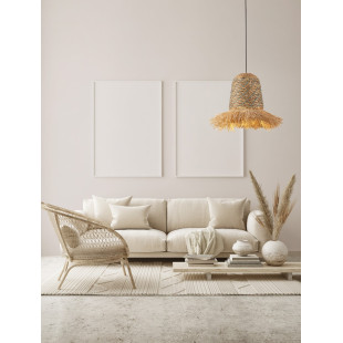 Lampa Boho Wisząca Lorseo | Rafia & Niebieski | Decolab24