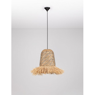 Lampa Boho Wisząca Lorseo | Rafia & Niebieski | Decolab24