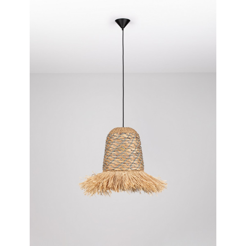 Lampa Boho Wisząca Lorseo | Rafia & Niebieski | Decolab24