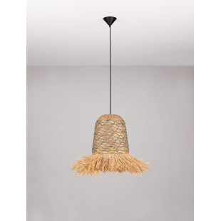 Lampa Boho Wisząca Lorseo | Rafia & Niebieski | Decolab24