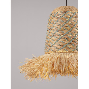 Lampa Boho Wisząca Lorseo | Rafia & Niebieski | Decolab24
