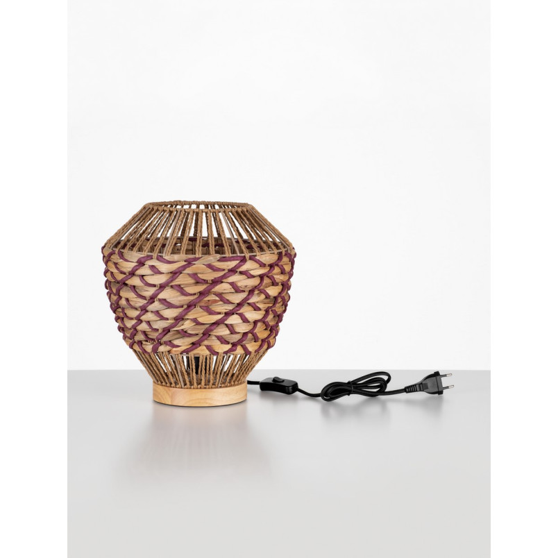 Lampa stołowa boho Coja | Drewno, trawa morska | Decolab24