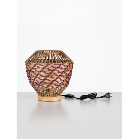 Lampa stołowa boho Coja | Drewno, trawa morska | Decolab24