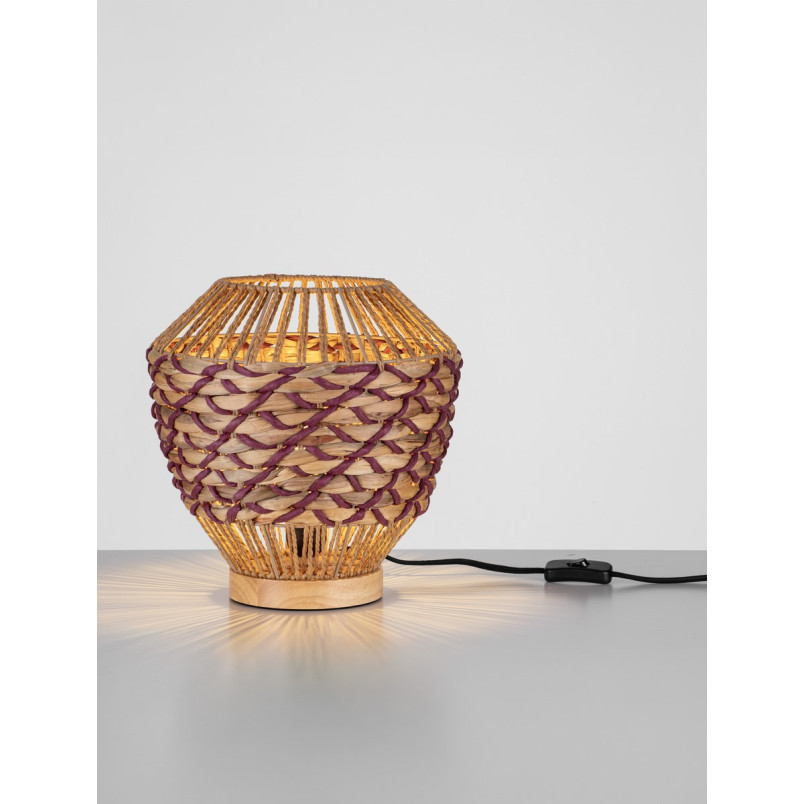 Lampa stołowa boho Coja | Drewno, trawa morska | Decolab24