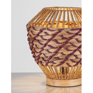 Lampa stołowa boho Coja | Drewno, trawa morska | Decolab24