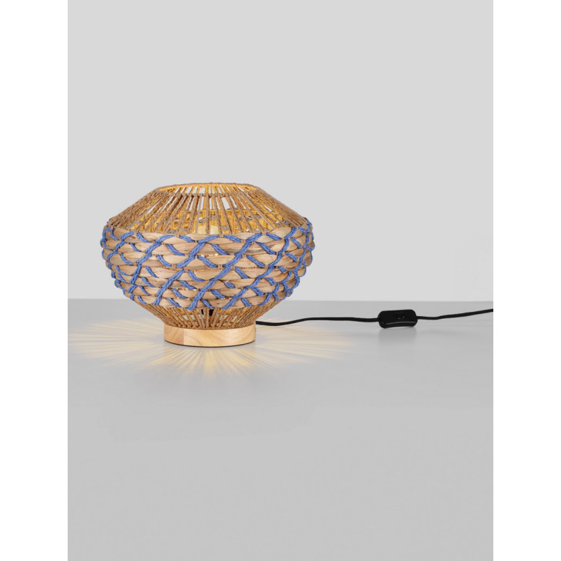 Lampa stołowa boho Coja | Brązowo-niebieska | Decolab24