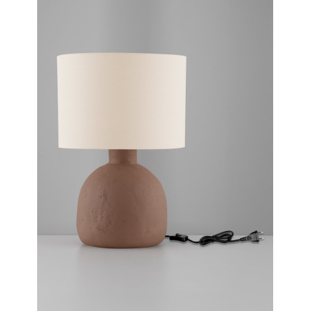 Lampa stołowa Persen | Beżowo-brązowa, styl Japandi - Decolab24