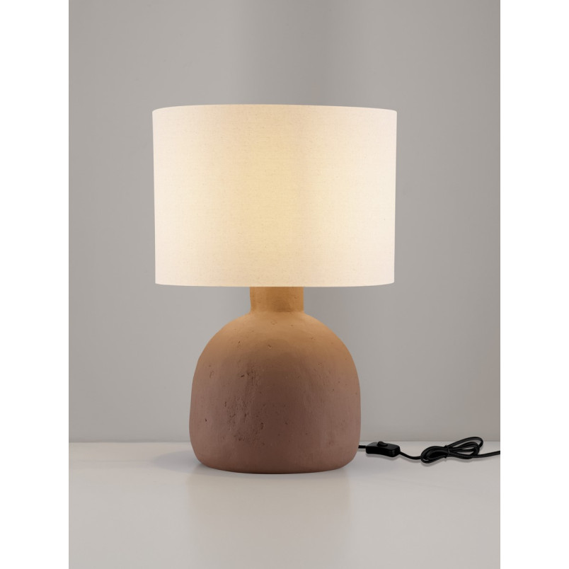 Lampa stołowa Persen | Beżowo-brązowa, styl Japandi - Decolab24