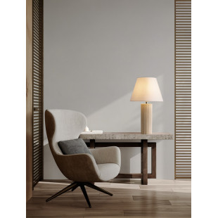 Lampa Japandi Cabbon - Biały abażur, beżowa podstawa | Decolab24