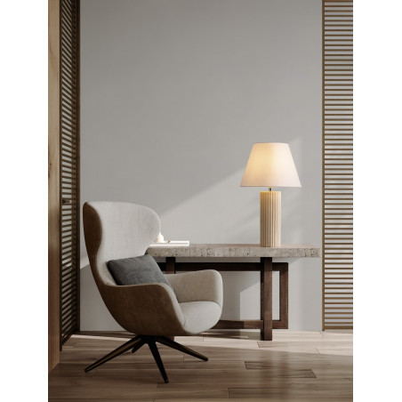 Lampa Japandi Cabbon - Biały abażur, beżowa podstawa | Decolab24