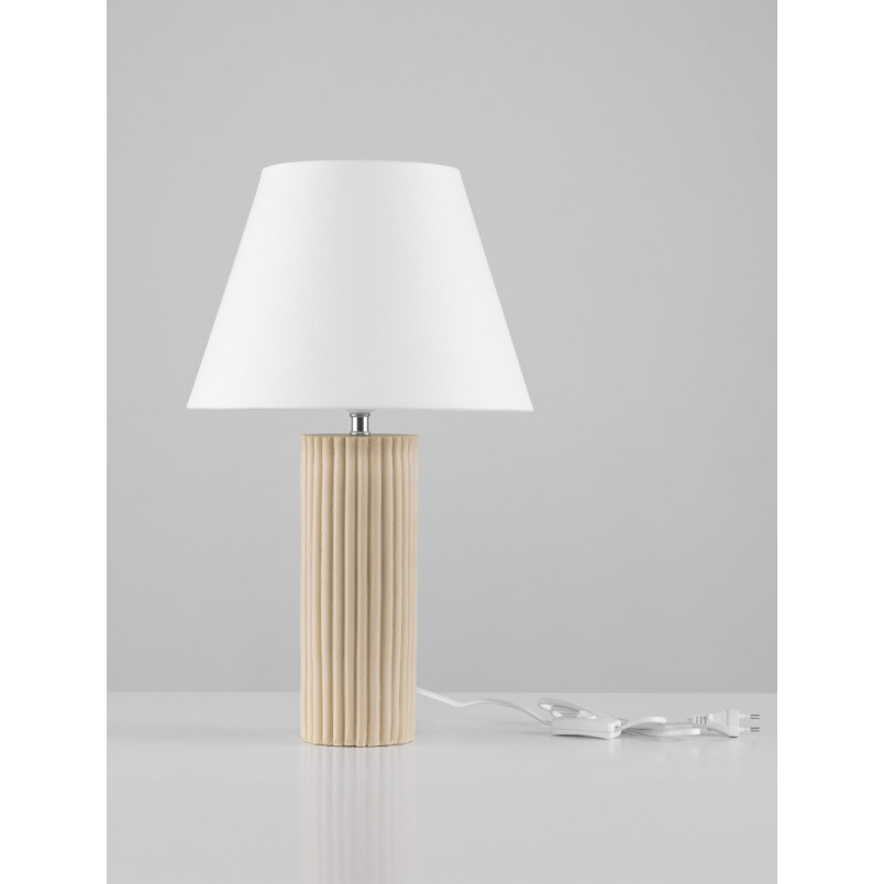 Lampa Japandi Cabbon - Biały abażur, beżowa podstawa | Decolab24