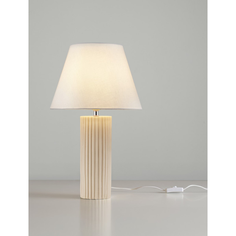 Lampa Japandi Cabbon - Biały abażur, beżowa podstawa | Decolab24