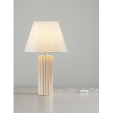 Lampa Japandi Cabbon - Biały abażur, beżowa podstawa | Decolab24