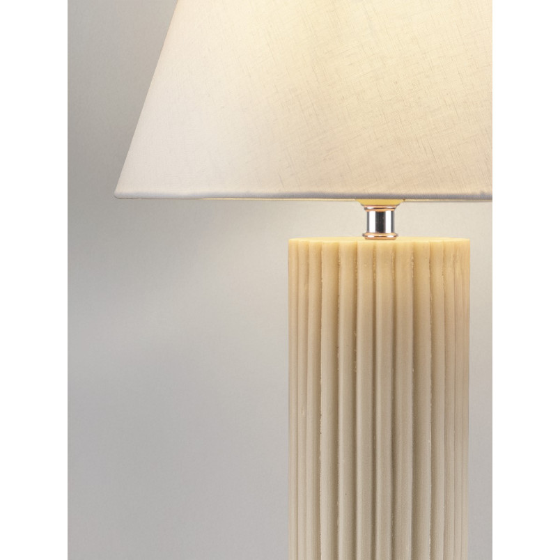 Lampa Japandi Cabbon - Biały abażur, beżowa podstawa | Decolab24