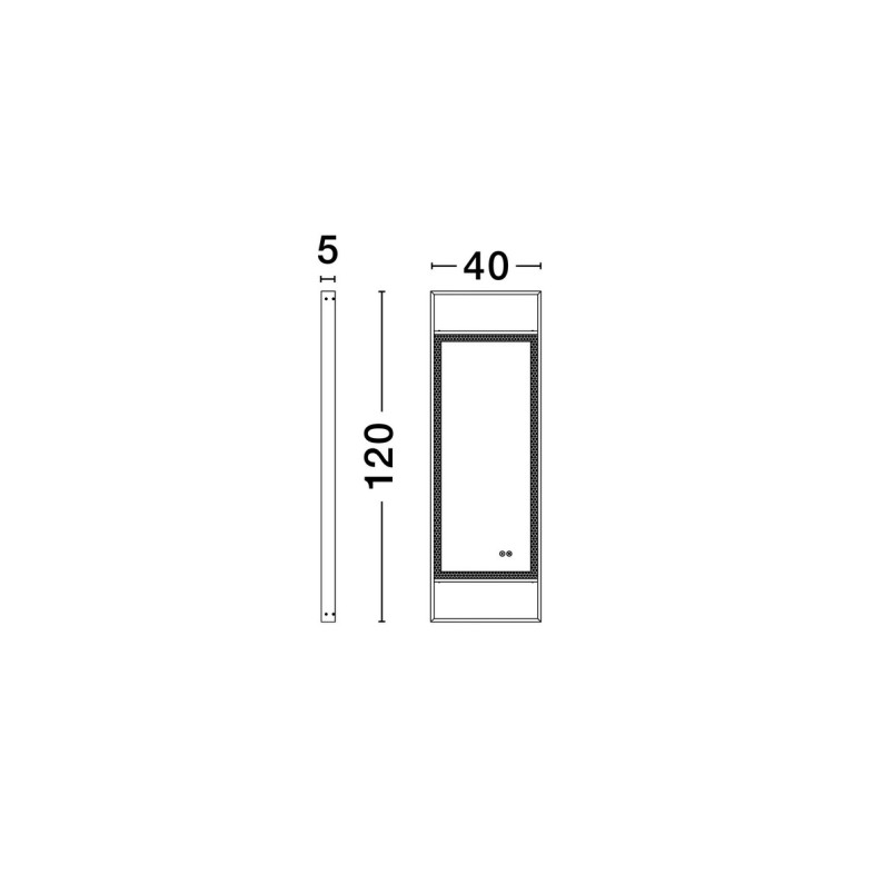 Lustro LED Dolipe 120x40cm - Czarne, Dotyk, IP44 | Decolab24