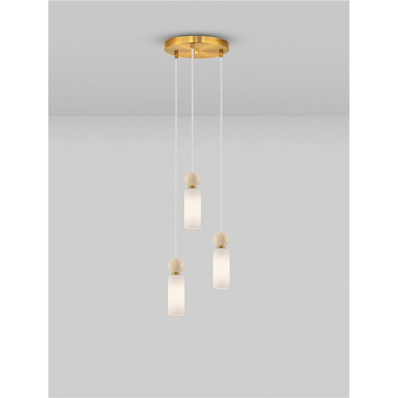 Lampa wisząca Molafine: Szkło, Trawertyn, Złoto | Decolab24