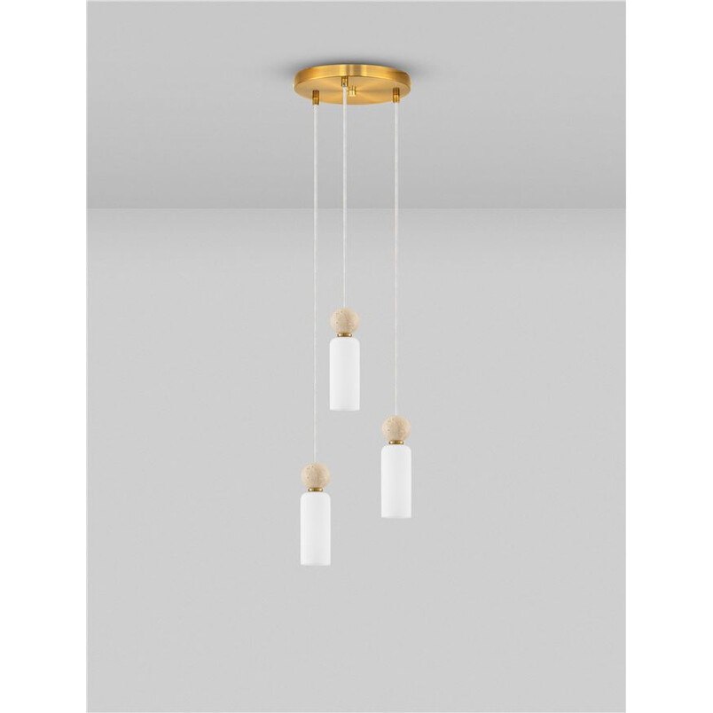 Lampa wisząca Molafine: Szkło, Trawertyn, Złoto | Decolab24