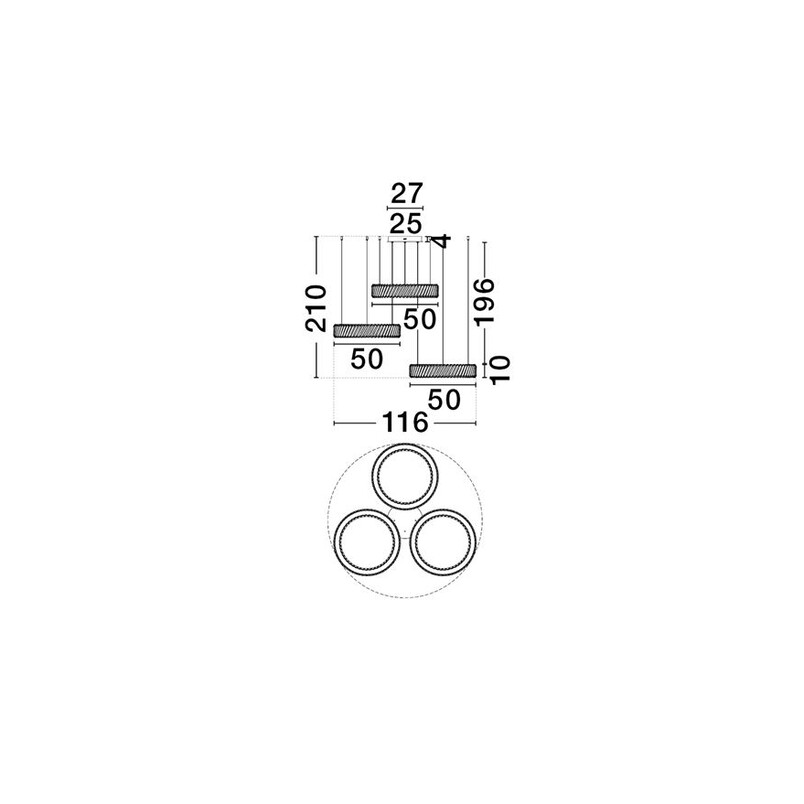 Lampa Kryształowa Tariea LED - 3 Ringi, 116cm - Decolab24