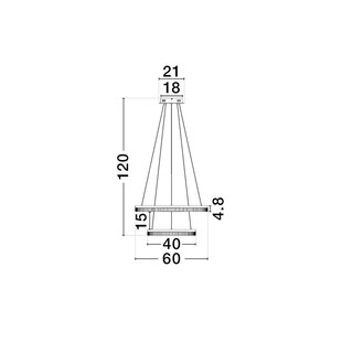 Lampa Wisząca Lunara II LED Złota - Glamour, 40+60cm | Decolab24