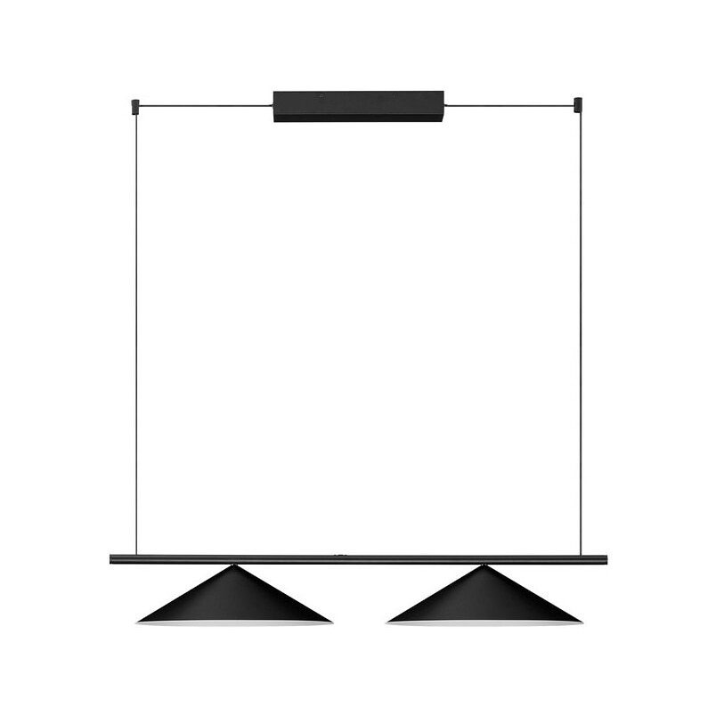 Lampa wisząca 2 stożki Luik LED 100cm czarna | Decolab24