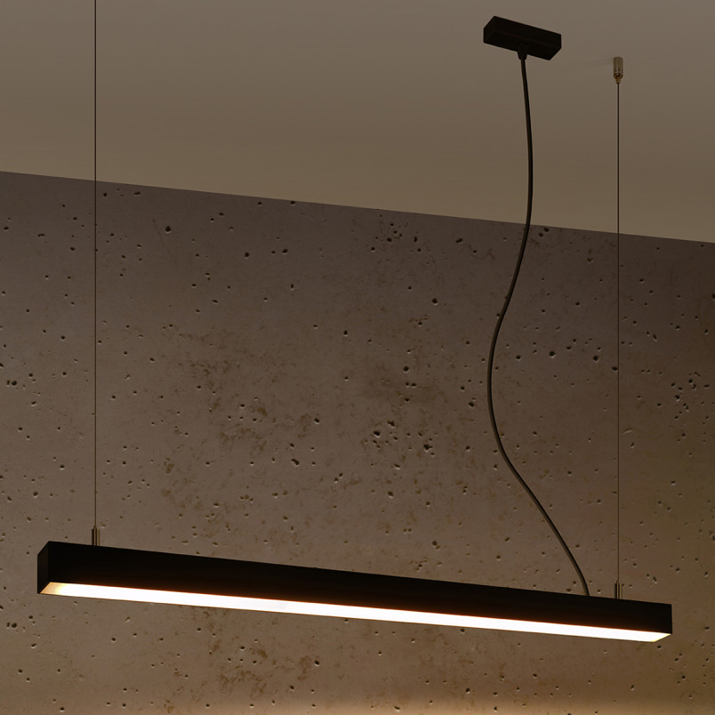 Lampa wisząca LED Pinne 90cm czarna Thoro | Minimalizm i styl