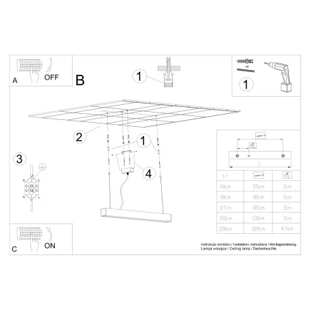 Lampa wisząca LED Pinne 90cm biała Thoro - Nowoczesne oświetlenie