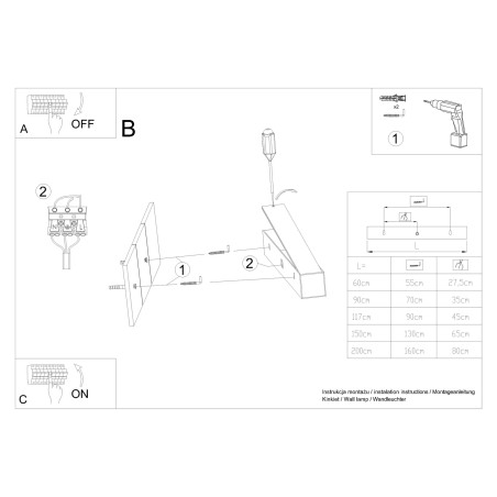 Kinkiet liniowy LED Pinne 90cm czarny Thoro - Oświetlenie