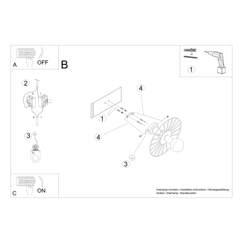 Kinkiet Sirkel czarny - Loftowy design | Thoro